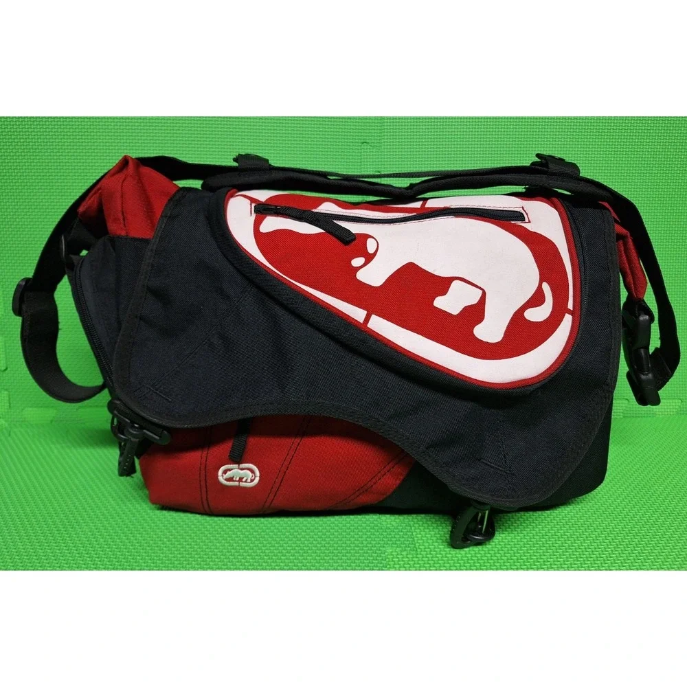 Marc Ecko Unltd Red & Black Crossbody Laptop Messenger Bag Shoulder Strap Y2K